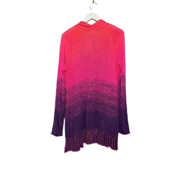 Lilly Pulitzer Tatum Ombré Fringe Cardigan Orchid Oasis Size XL - Picture 2 of 2